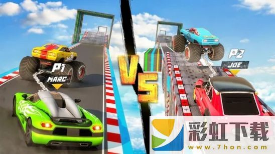 鏈式汽車特技表演(Superhero Double Impossible Mega Ramp)